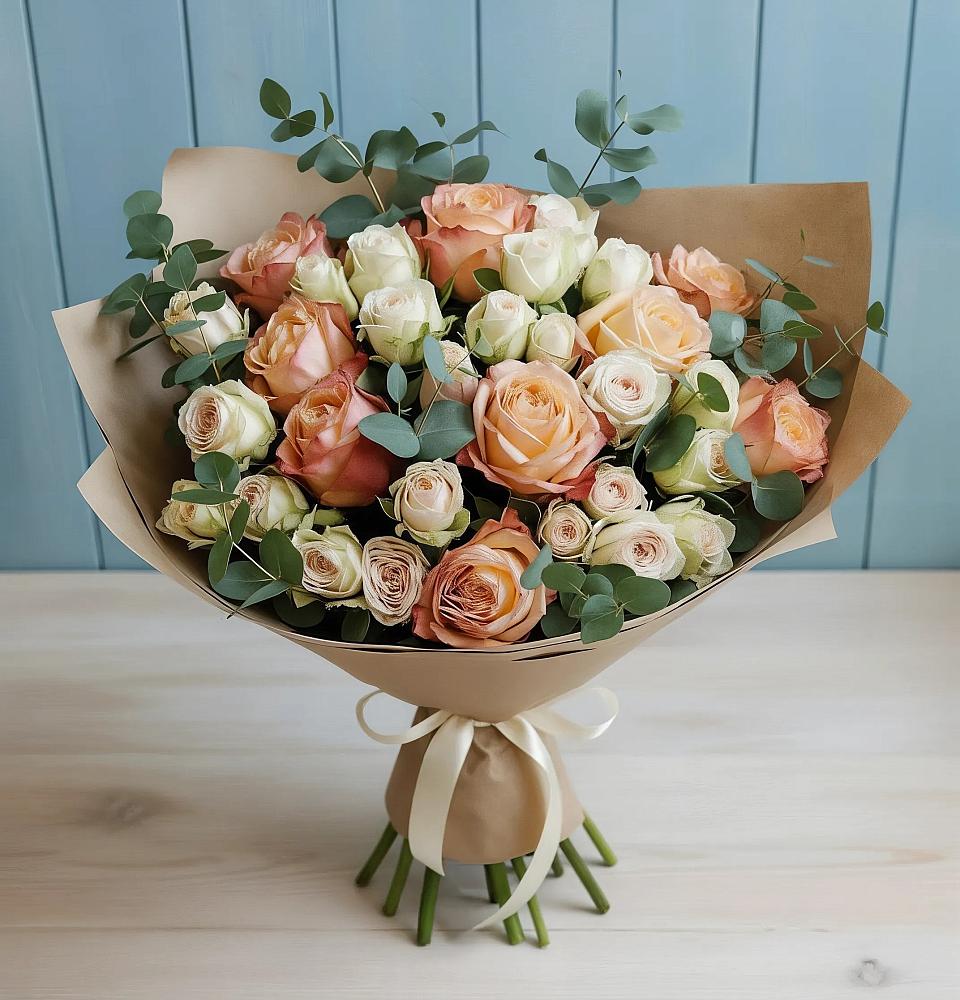 Букет цветов из: Альстромерии и Розы в Зункаре