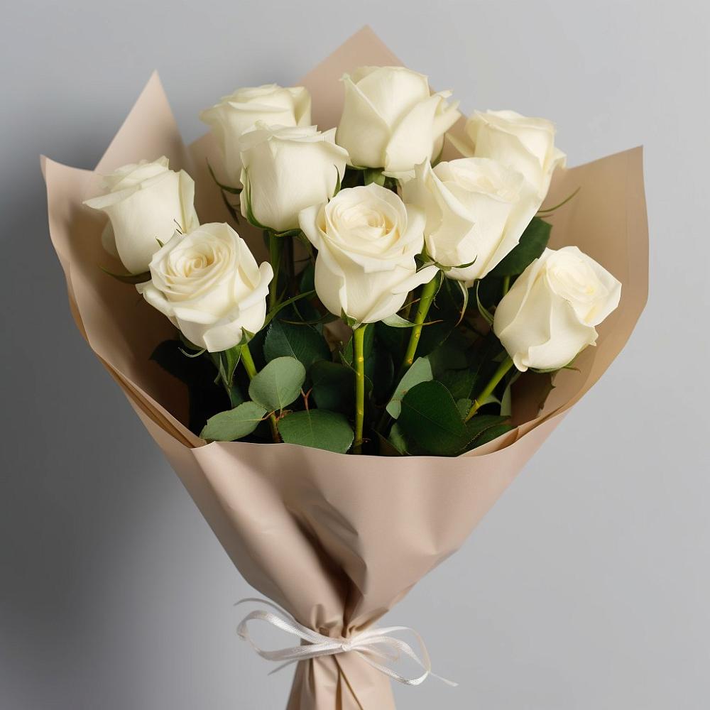 Букет 9 Белых роз Эдлесс Лав в Зункаре