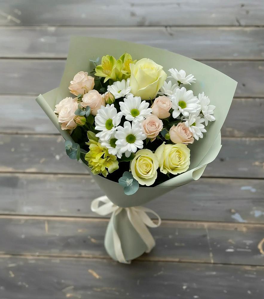 Букет цветов из: Альстромерии, Розы и Хризантемы в Зункаре