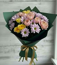 Букет цветов из:  Хризантемы и Розы #REPLACE_PRED# Зункаре