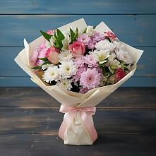 Букет цветов из:  Хризантемы, Альстромерии и Розы в Зункаре