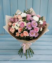 Букет цветов из:  Хризантемы, Розы и Альстромерии #REPLACE_PRED# Зункаре